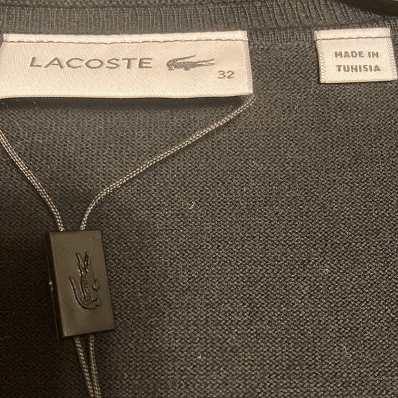 NWT Lacoste V-neck Jersey Sweater - Black - Picture 7 of 9